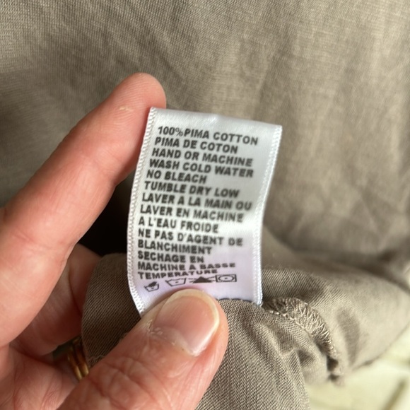 James Perse deep V-neck short sleeve pima cotton basic t-shirt tee taupe tan - Picture 11 of 15